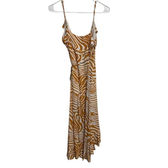 Revolve MINKPINK Zebra Print Wrap Dress Ruffle High Low V Neck Sleeveless Sz‎ Sm - Picture 5 of 16